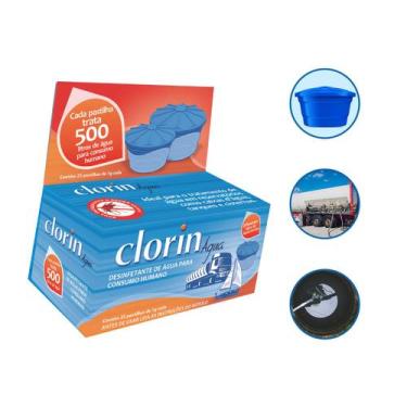 Imagem de Pastilhas p/ Tratamento e Limpeza de Caixa Dágua c/ 25un Clorin 500