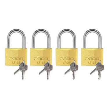 Imagem de Kit 4 Cadeados De Latão Pado Lt -25mm 8 Chaves Não Enferruja