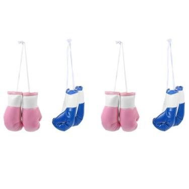 Imagem de LOGOFUN 8 peças mini luvas de boxe espelho de carro decoração miniatura luvas de perfuração pingentes para acessórios de chaveiro - azul e rosa 3,54 x 1,246 cm