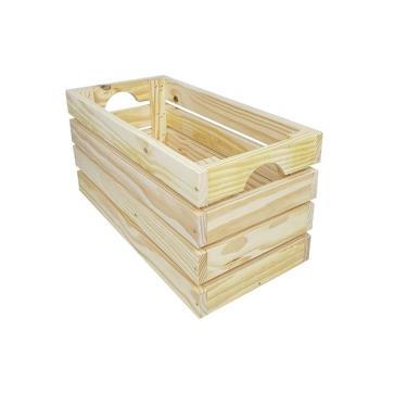 Imagem de Caixote De Madeira Quadrado Grande 29x29x58 Em Maderia De Pinus Natural