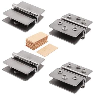 Imagem de S SYDIEN 4 peças dobradiças de vidro ajustáveis dobradiças de vidro duplo para dobradiças de porta de chuveiro de 8 a 10 mm, peça de substituição de dobradiças de porta de chuveiro de vidro de 180