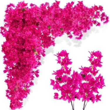 Imagem de Bougainvillea artificial Floral Yuxung, pacote com 16, 96 cm, roxa