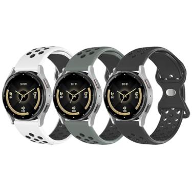 Imagem de Pacote com 3 pulseiras de relógio de silicone compatíveis com Garmin Vivoactive 4/Venu 2 de 45 mm/Forerunner 265 945 255 255 Music para homens e mulheres, pulseiras esportivas de liberação rápida de