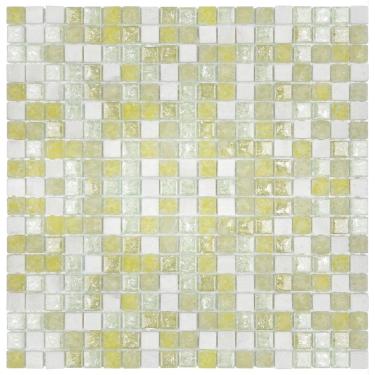 Imagem de Pastilha Mesclada de Mármore e Vidro 31cm x 31cm Stone Glass Mosaic Placas Amarelo