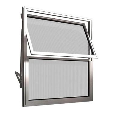 Imagem de Janela Basculante Alumínio Natural Vidro Canelado 0,30X0,30M 2FL