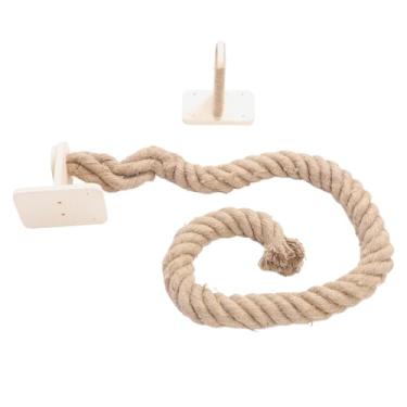 Imagem de Luqeeg Corda para Fixação Em Parede, Material de Madeira Compensada com 2 Brinquedos Escalador para Gatos Arranhador Interativo Multifuncional para Gatos para Casa Interno