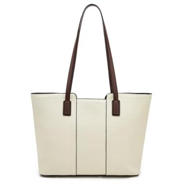 Imagem de SHESTORY Bolsa feminina de couro legítimo, bolsa de bolso de grande capacidade, Branco, One Size