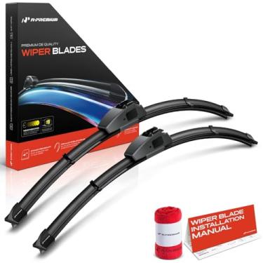Imagem de A-Premium Pacote de 2 lâminas de limpador de para-brisa com indicador de desgaste e toalha - Compatível com Chevrolet Malibu, Camaro, Corvette, Epica e Pontiac GTO - 55,8 cm e 50,8 cm, conector de