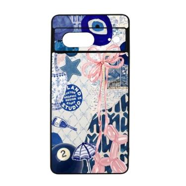 Imagem de qizjio Capa de telefone moderna colagem à prova de choque capa protetora para celular com laço preppy para Google Pixel 7