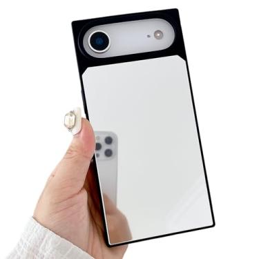 Imagem de YTanazing Capa retangular espelhada para iPhone 17 Air, vidro de luxo, brilhante, para mulheres, meninas, maquiagem, vidro, espelho, à prova de choque, capa rígida lisa com amortecedor de silicone