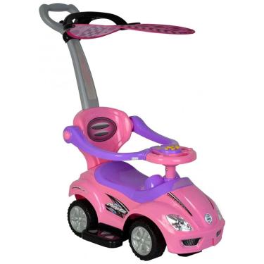 Imagem de Carrinho de Passeio Infantil 3 em 1 com Alça Removível e Música de Buzina para Crianças de 1 a 3 Anos, ChromeWheels, Rosa