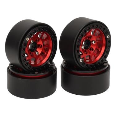 Imagem de Luocute Jantes de Esteira RC de 4 Unidades, Jantes de Roda Beadlock de Liga de Alumínio Universal de 1,9 pol. para Axial SCX10 SCX10 II III Redcat GEN8 Com Design Leve (vermelho)
