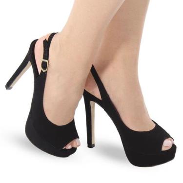 Imagem de Sandália Feminina Peep Toe Meia Pata Salto Alto Fino P28 - Pedore, Pre