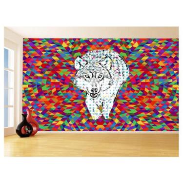 Imagem de Papel De Parede Animais Pop Art Lobo Colorido 3,5M Pxa579 - Você Decor