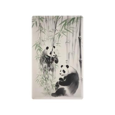 Imagem de Blueangle Placa de parede decoradora de capa em branco, tamanho padrão, 1 gangue, panda chinês, bambu, capa de interruptor para quarto de escritório em casa, 4,53 x 2,76 polegadas (220)