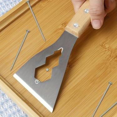 Imagem de Ferramenta de raspador de tinta multifuncional - Lâmina de aço inoxidável e cabo de madeira, 18,5 cm/7,3 pol, para remover tinta, papel de parede, cimento (bricolage e renovação doméstica)