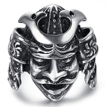Imagem de HIJONES Anel masculino estilo samurai armadura de aço inoxidável, Aço inoxidável