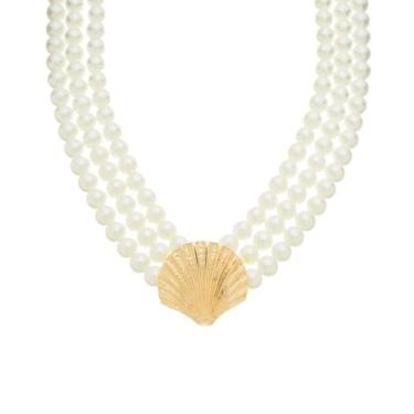 Imagem de CHOKER TRIPLA ANTONELLA CONCHA PÉROLAS MURANO FOLHEADA A OURO 18K