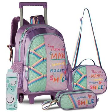 Imagem de Kit Mochila Infantil Unicórnio Rodinhas Menina Escolar Lindo - Clio, R