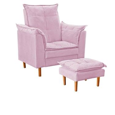 Imagem de Poltrona Decorativa Sala De Estar Quarto Leitura Azera Suede Rosê