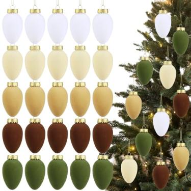 Imagem de Hollowfly 15 peças de bolas de veludo de Natal a granel C9 flocadas enfeites de bola de árvore de Natal de plástico inquebrável ornamentos decorativos para pendurar para decoração de festa de árvore