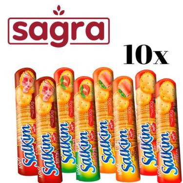 Imagem de Kit 10 Biscoitos Salgados Salkin 90g cada, Churrasco