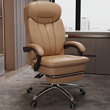 Imagem de Cadeira executiva, cadeira executiva, cadeira executiva reclinável de couro bovino, cadeira de escritório de negócios confortável, cadeira de gerenciamento ergonômica com apoios de braços ligados