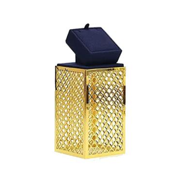 Imagem de Suporte de joias azul suporte de anel de joias expositor organizador de joias colar joias busto pingente brinco pulseira suporte para mulheres meninas, exibição de joias com base dourada (cor: C)