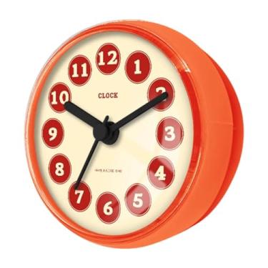 Imagem de KiBcsLic Relógio de parede para chuveiro, à prova d'água, redondo, com ventosa, pequeno, para porta de geladeira, banheiro, cozinha e piscina, Style D