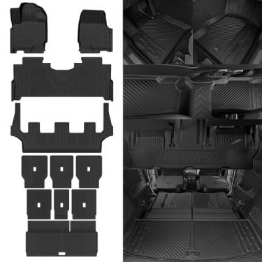 Imagem de NQOQN Tapetes de chão para Ford Expedition 2025 com 8 assentos (banco de 2 fileiras) para todos os climas, tapetes de porta-malas e 2º/3º tapetes de encosto para acessórios de forro de piso Ford