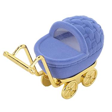 Imagem de KIMISS Caixa de Joias para Carrinho de Bebê-organizador de Joias Personalizado para Anéis e Brincos, Charmoso Estojo de Armazenamento de Decoração para Casa (Azul)