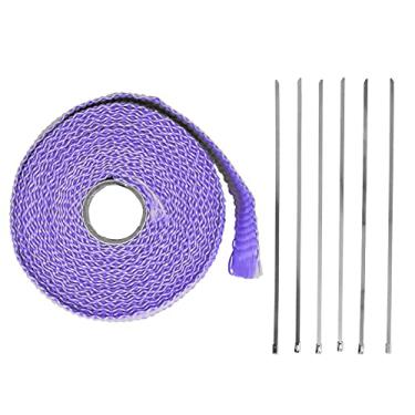Imagem de Fita isolante térmica de escape de fibra de vidro de alta temperatura para carro motocicleta tubos de escape tubos de aquecedor de água a gás 5 m comprimento 50 mm largura 1,5 mm espessura (roxo)