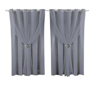 Imagem de Cortina Microfibra com voil 2,80x2,80 Para Trilho Suíço - Ludatex, Cin