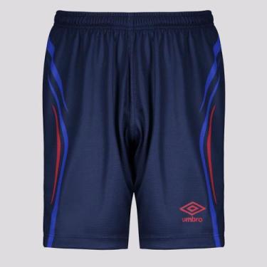 Imagem de Calção Umbro Rush Juvenil Marinho e Vermelho, 10 ANOS