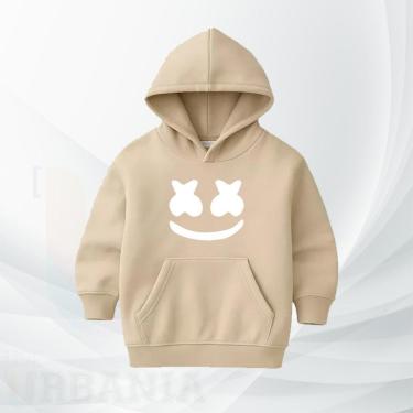 Imagem de Moletom Infantil Moleton Canguru com Capuz e Bolso Estampa DJ Marshmallow Smile Casual Inverno-Unissex