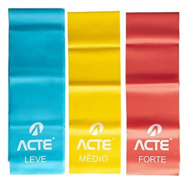 Imagem de Acte, Kit Faixas Elásticas de Resistência Band TPE para Treinos de Força e Flexibilidade T13, 3 intensidades
