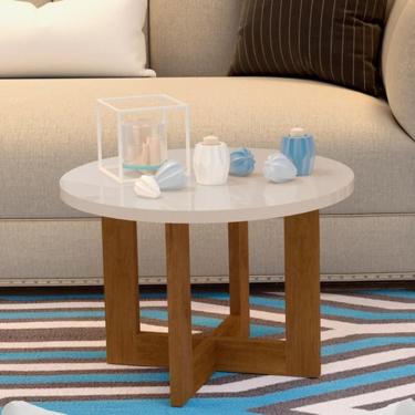 Imagem de Mesa de Centro 8001 Quadrada Tampo e Base em MDF MDP 60cm Pérola Caramelo JB Móveis
