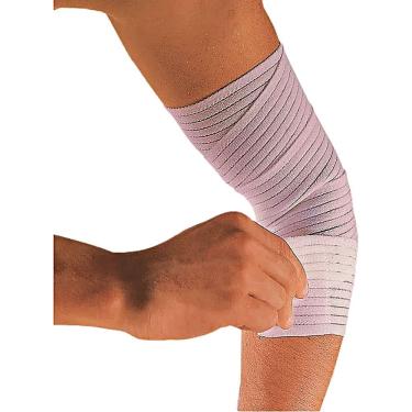 Imagem de Atadura Elástica Spandex Mercur BC 0092 para Tornozelo e Cotovelo Branco com Compressão e Estabilização Unidade