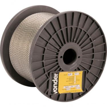 Imagem de Cabo AAI 1-8 Alma de Aço 6x19M Inox com Alta Resistência à Corrosão e 100M de Comprimento Vonder