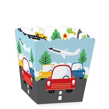 Imagem de Big Dot of Happiness Carros, trens e aviões – Mini caixas de lembrancinhas de festa – Caixas de doces para festa de aniversário – Conjunto de 12