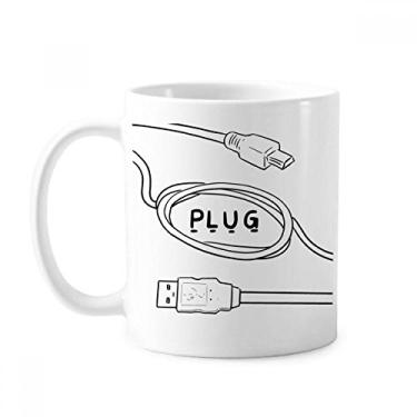 Imagem de Fio de dados USB Plug Line Caneca de cerâmica cerâmica para desenho à mão