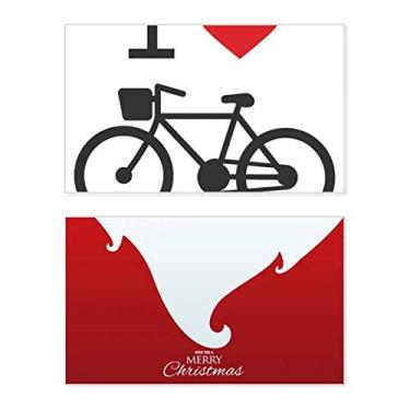 Imagem de I Love Red Heart Bicycle Pattern Holiday Merry Christmas Congrats Card Christmas Letter Message