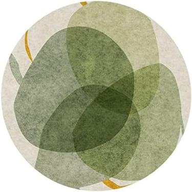 Imagem de Tapete redondo verde contemporâneo tapete circular sala de estar tapetes de mesa de café quarto almofada de cabeceira tapete de cadeira de computador, diâmetro 160 cm/5,2 pés