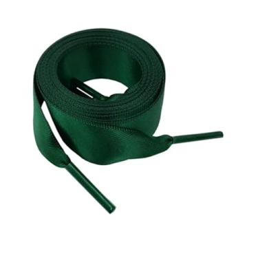 Imagem de Flat Satin Ribbon Shoelaces Laces For Sneaker Sport Shoes(Color:Dark Green,Size:100cm)