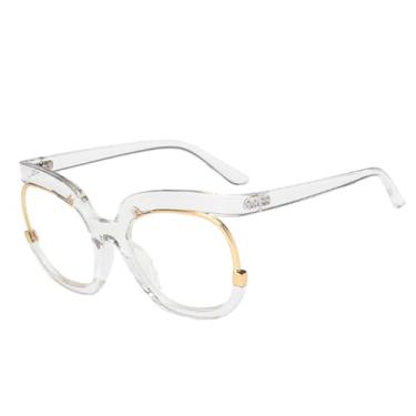 Imagem de Óculos femininos retrô redondos leves, armação grande vintage, óculos transparentes, 2, tamanho único