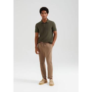 Imagem de Calça Básica Masculina Em Sarja Jogger - Hering, XG, Bege