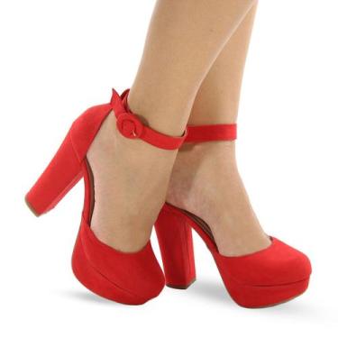 Imagem de Sapato Boneca Meia Pata Salto Grosso Alto P8 - Modarpe, Vermelho, 37