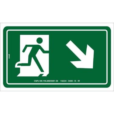 Imagem de Placa de Sinalização S6 Saída de Emergência à Direita Descendo Rota de