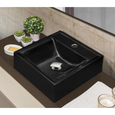 Imagem de Kit Cuba Quadrada Sobrepor C/ Valvula Click - Loja DoceLar, Preto