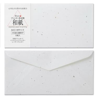 Imagem de ONAO Envelope A4 Papel Washi japonês [folha dourada e prata] Pacote com 5 envelopes (11 x 21 cm), feito no Japão (47350)